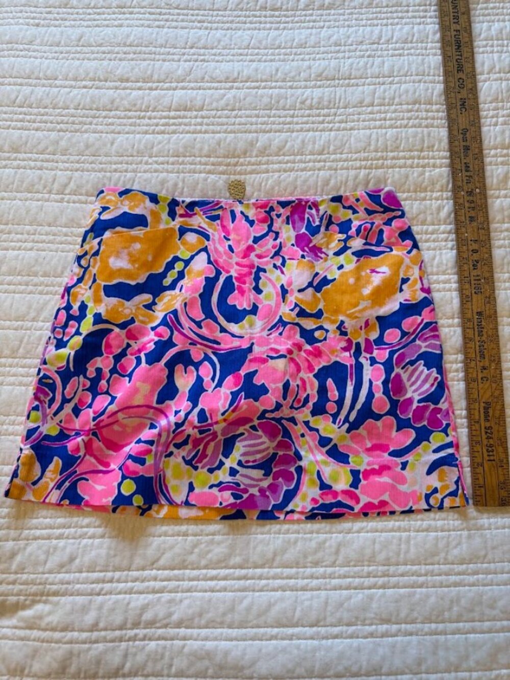 Lilly Pulitzer Marigold Brilliant Blue Catch Release Skort Gold Sz 8 Pocket Zip